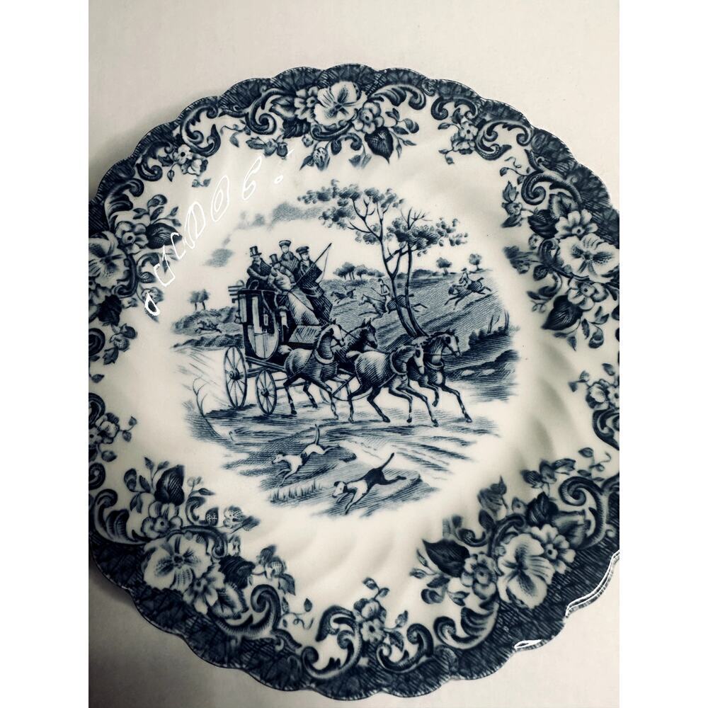 Johnson Bros England Blue Coaching Scenes Ironstone Hunting Country Plate - Picture 4 of 5